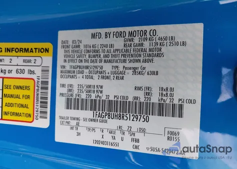 2024 Ford Mustang Ecoboost Premium from USA, damaged, VIN 1FAGP8UH8R5129750